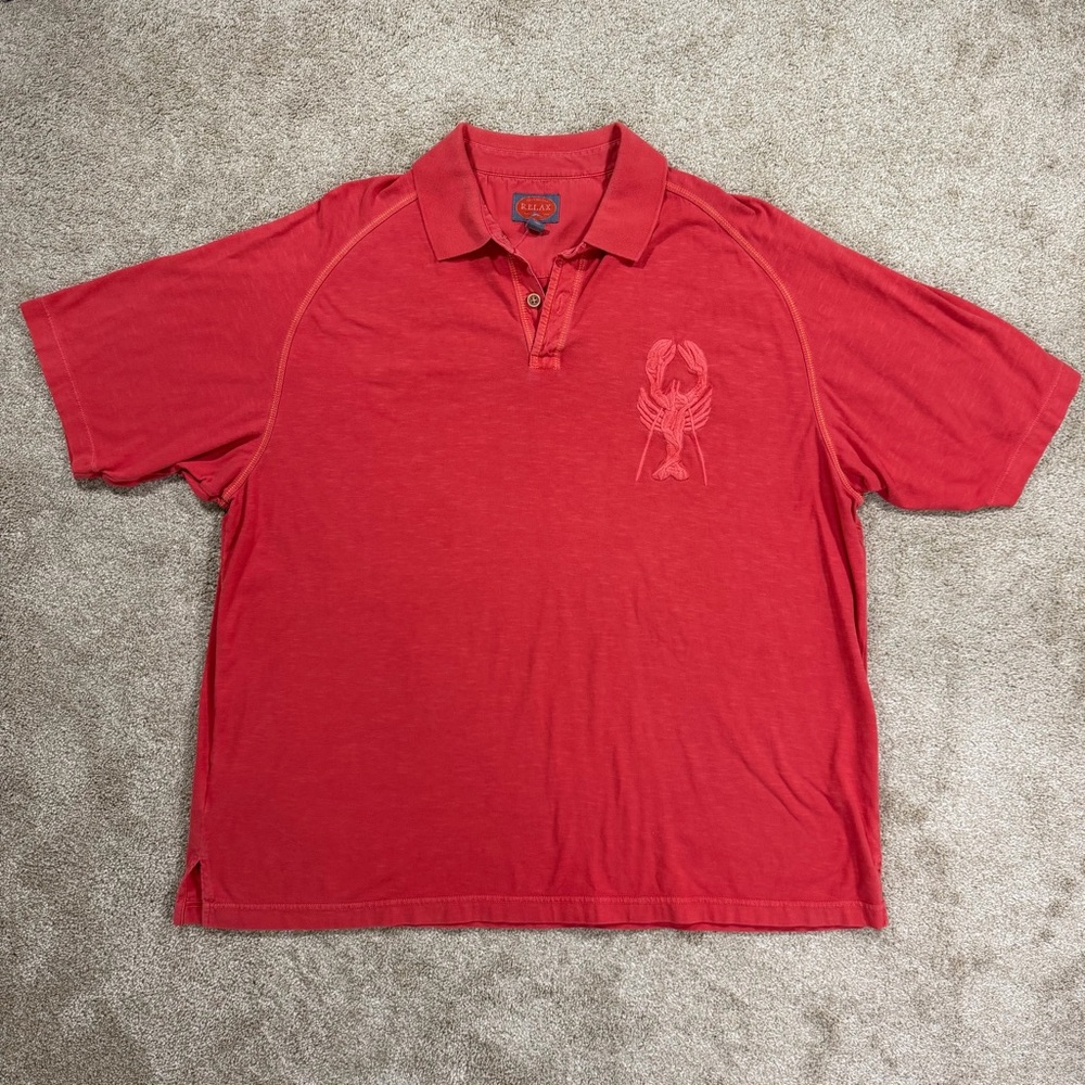 Tommy Bahama Mens Relax Short Sleeve Red Lobster Polo Shirt Size XXL 100% Cotton